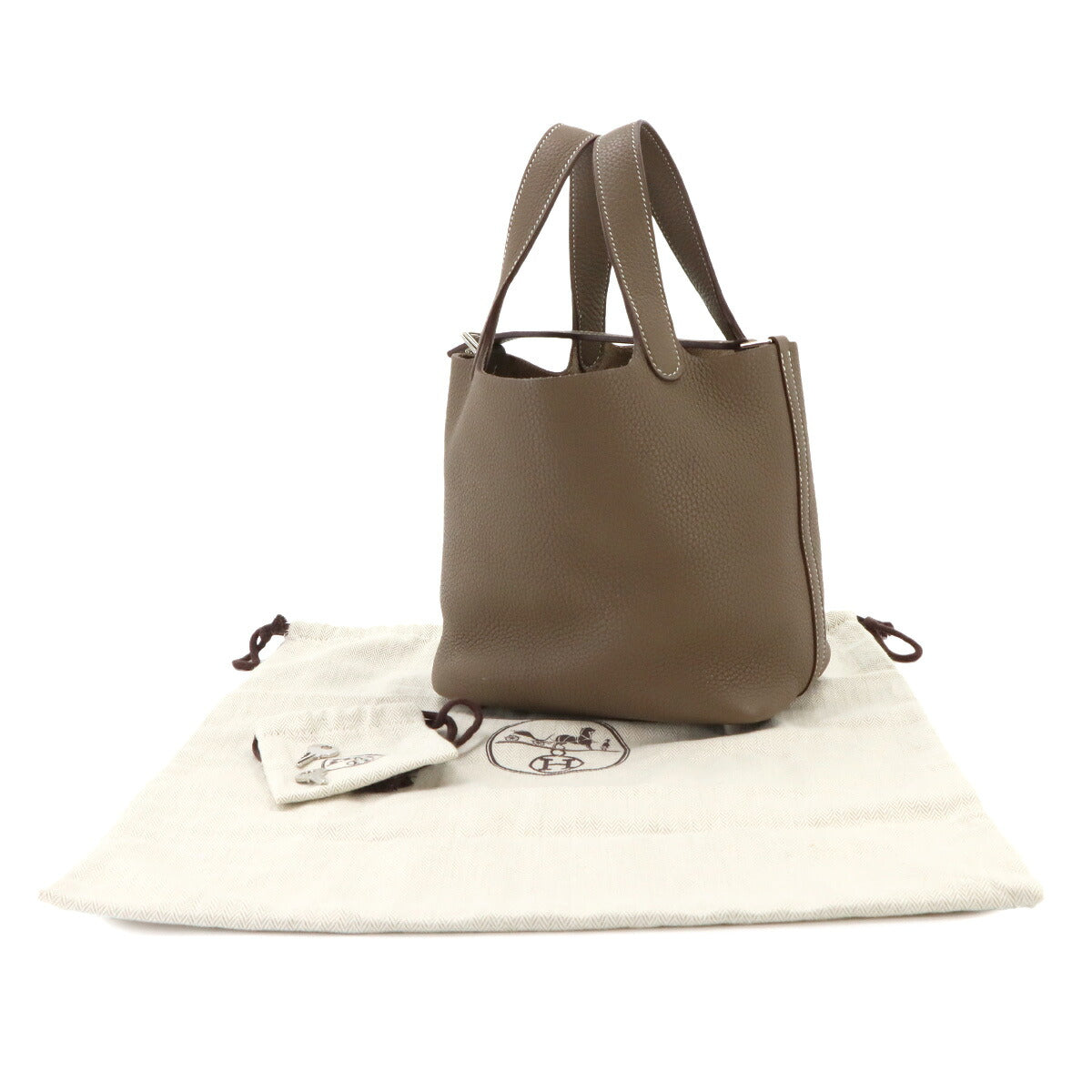 Picotin Lock PM Hand Bag Taurillon Clemence Leather Etoupe
