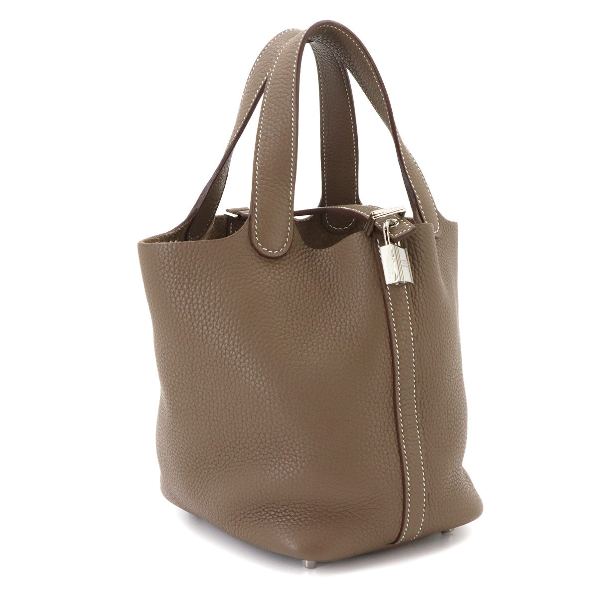 Picotin Lock PM Hand Bag Taurillon Clemence Leather Etoupe