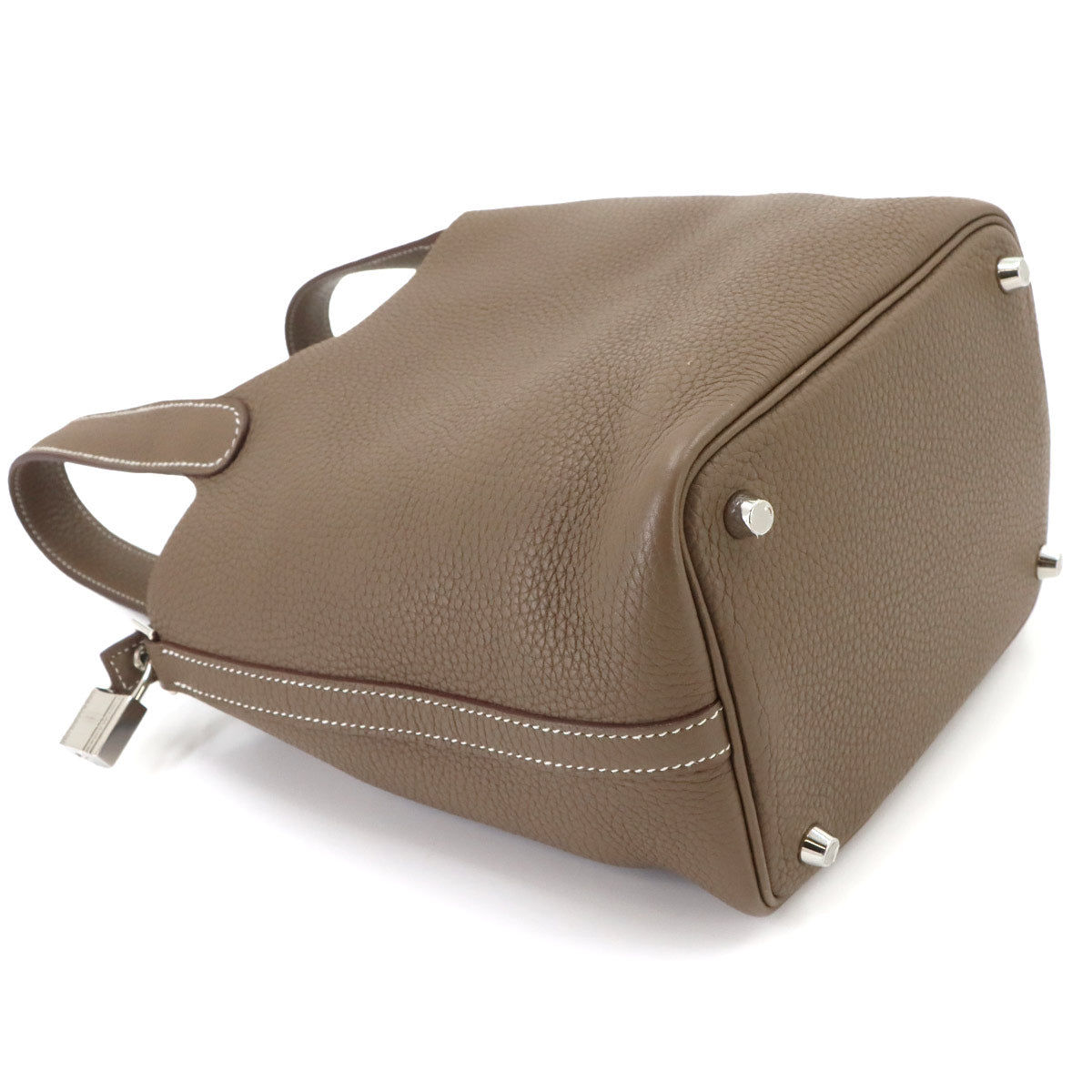 Picotin Lock PM Hand Bag Taurillon Clemence Leather Etoupe