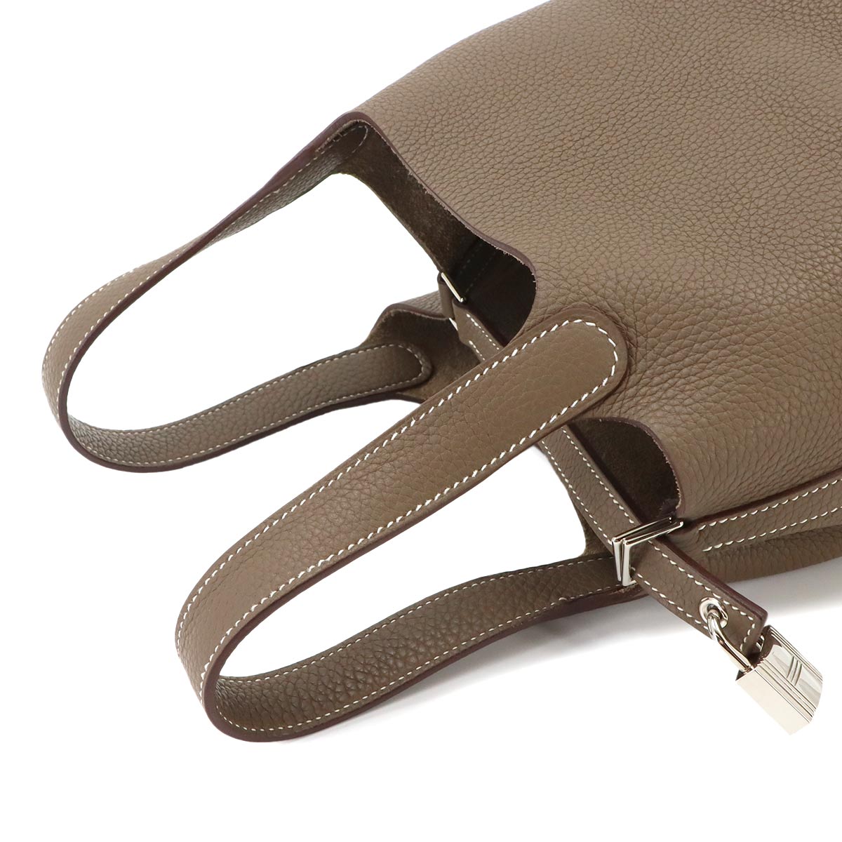 Picotin Lock PM Hand Bag Taurillon Clemence Leather Etoupe