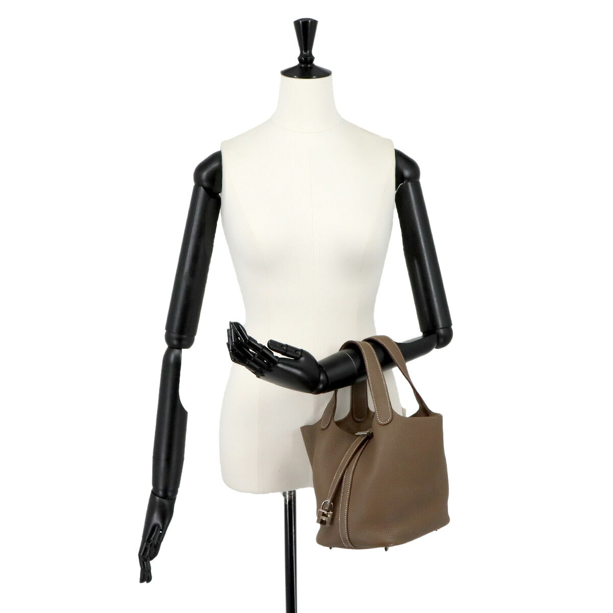 Picotin Lock PM Hand Bag Taurillon Clemence Leather Etoupe