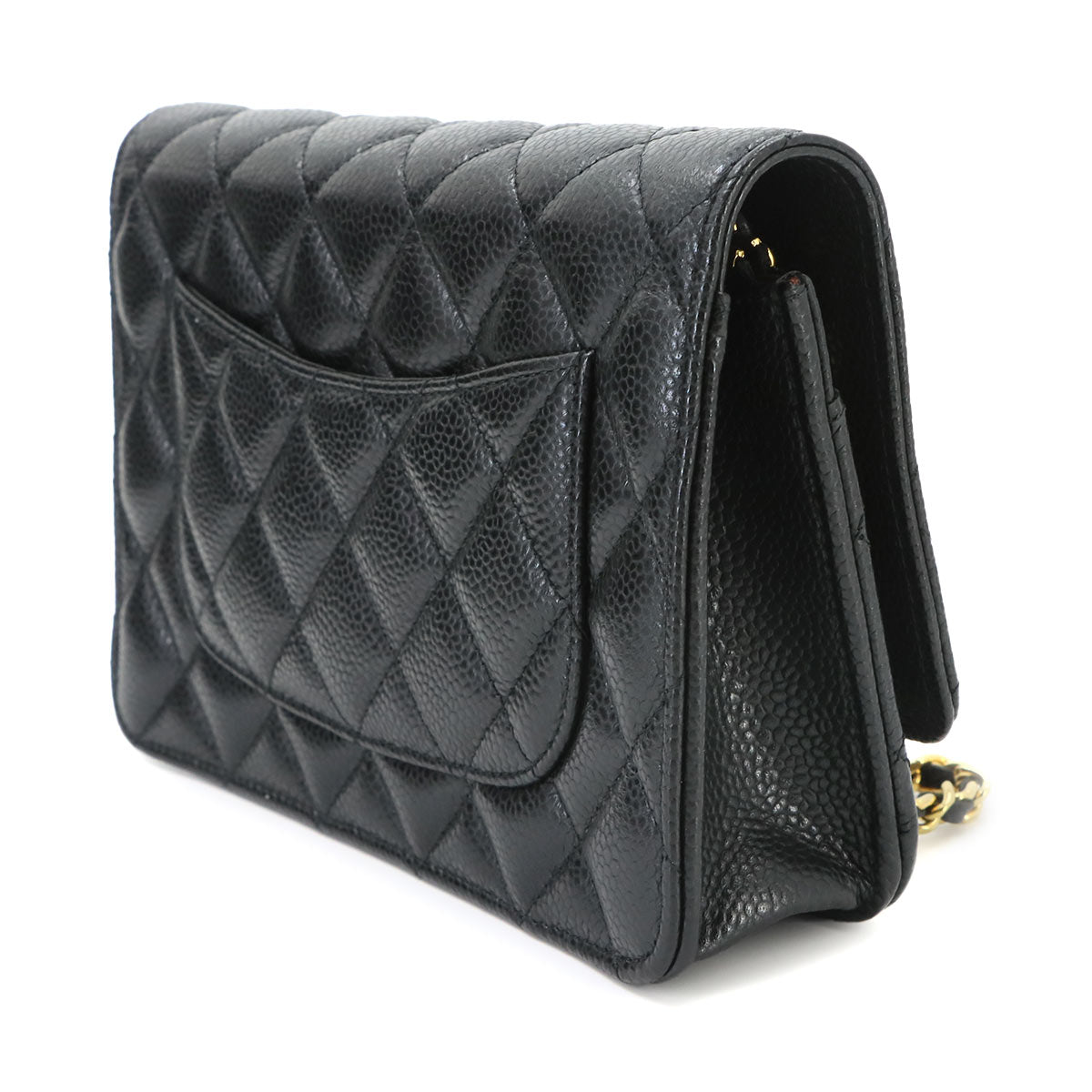 Matelasse Classic Chain Wallet Leather Black AP0250