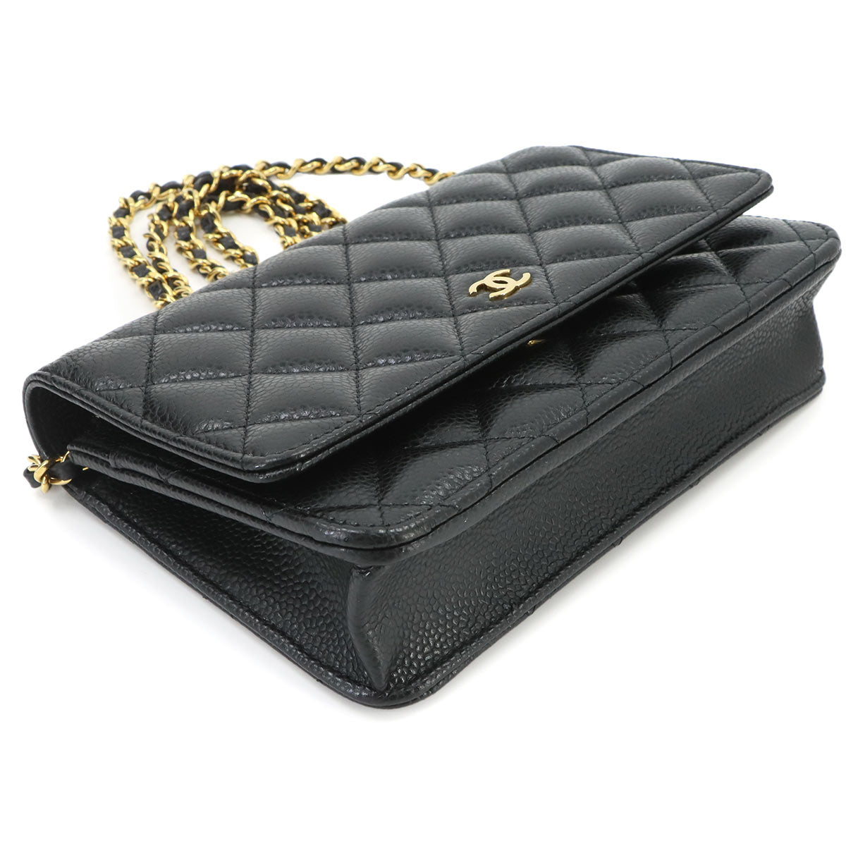 Matelasse Classic Chain Wallet Leather Black AP0250