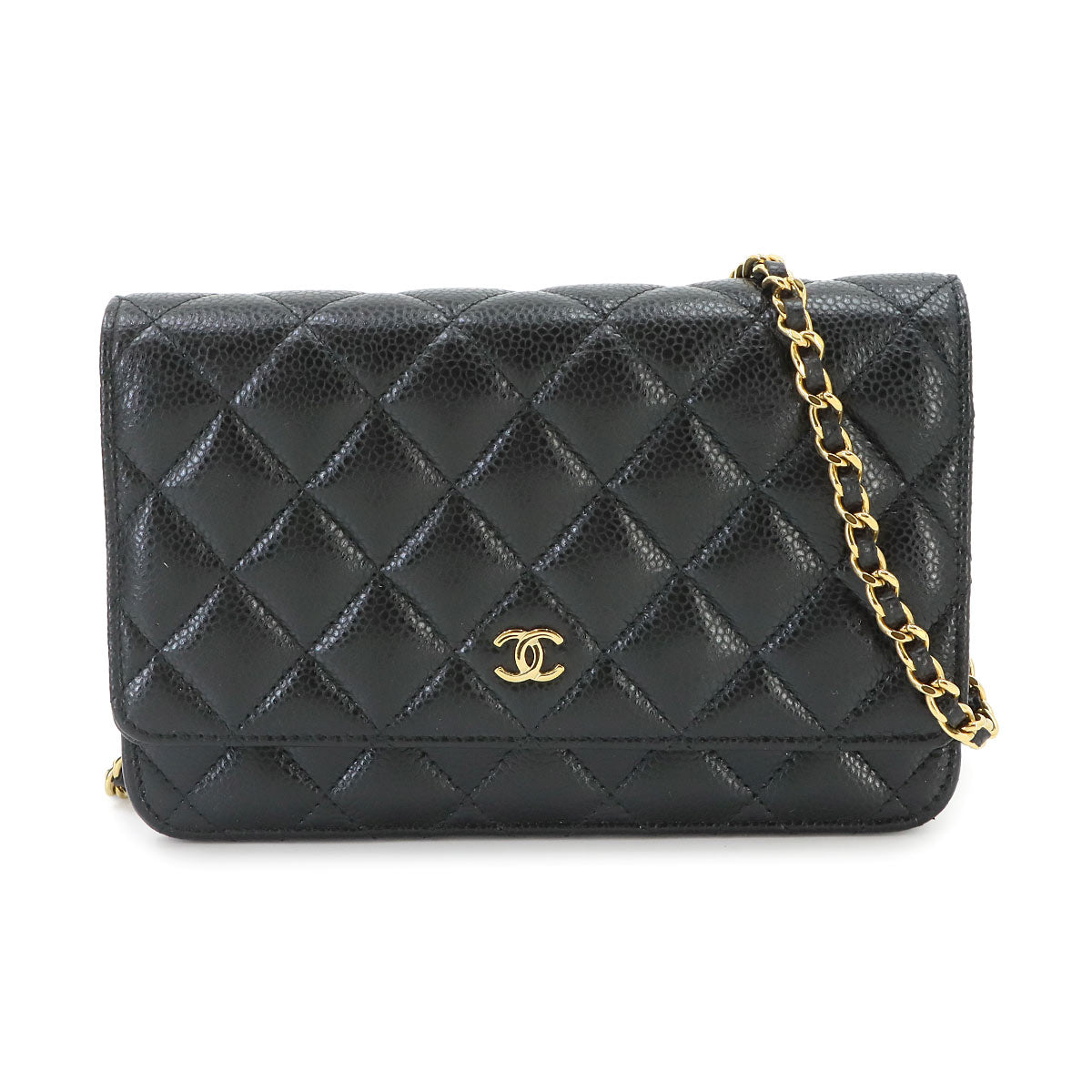 Matelasse Classic Chain Wallet Leather Black AP0250