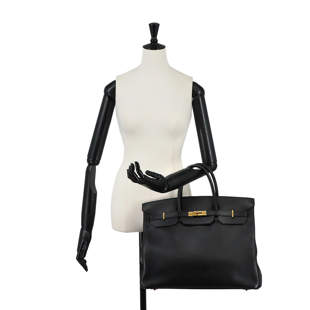 Birkin 40 Ardennes Leather Black Hand Bag Vintage Purse