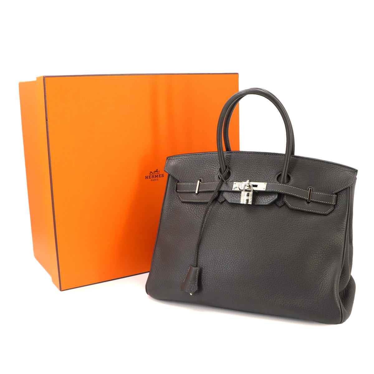 Birkin 35 Hand Bag Taurillon Clemence Graphite Purse