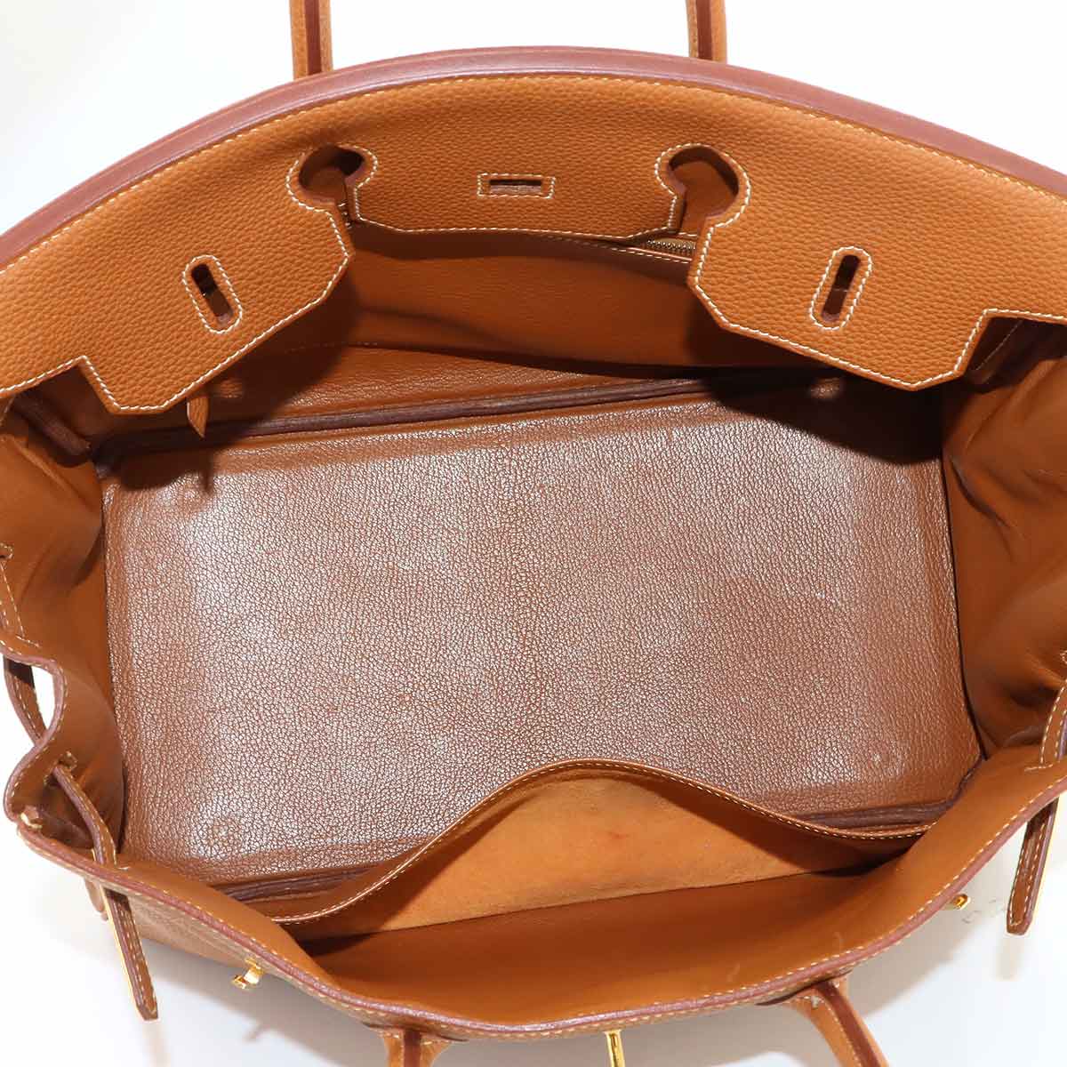 Birkin 35 Togo Gold Hand Bag Brown