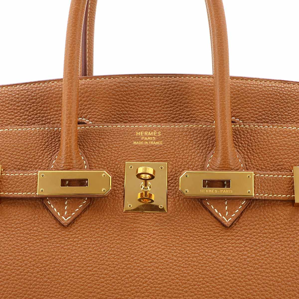 Birkin 35 Togo Gold Hand Bag Brown
