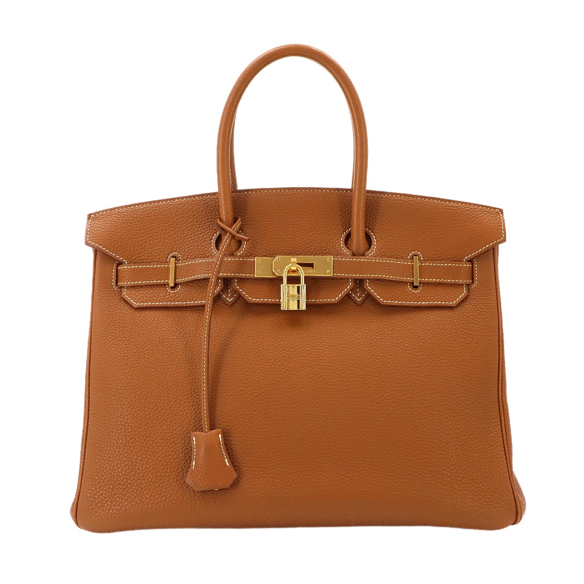 Birkin 35 Togo Gold Hand Bag Brown