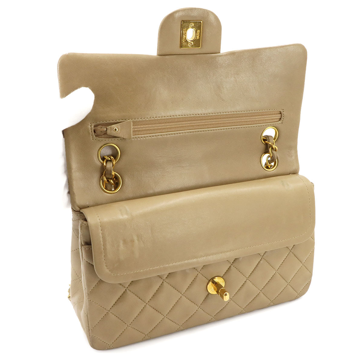 Matelasse 23 Chain Shoulder Bag Leather Beige A01113 Vintage