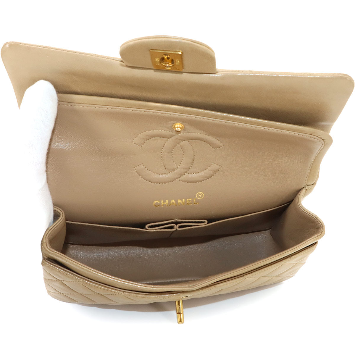 Matelasse 23 Chain Shoulder Bag Leather Beige A01113 Vintage