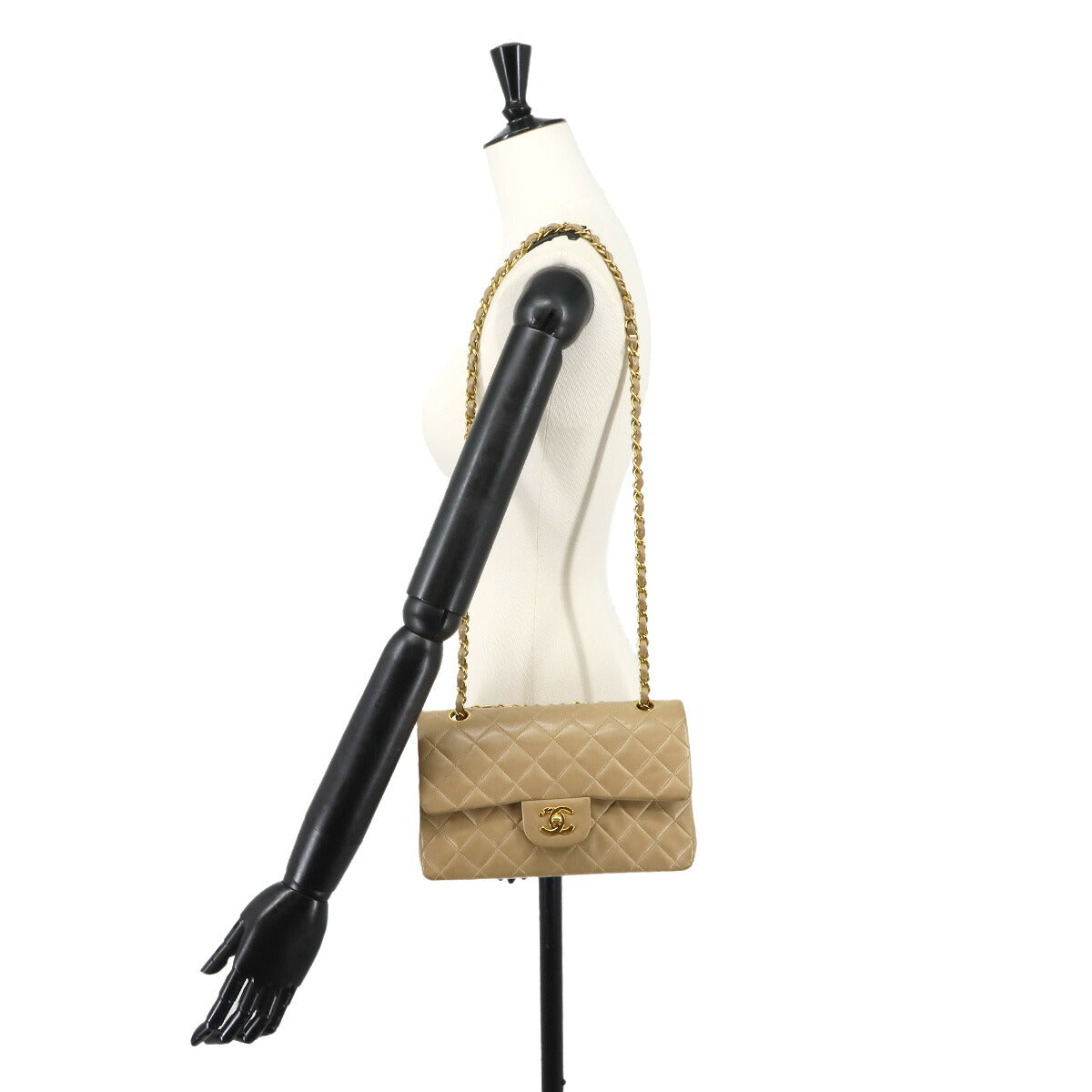 Matelasse 23 Chain Shoulder Bag Leather Beige A01113 Vintage