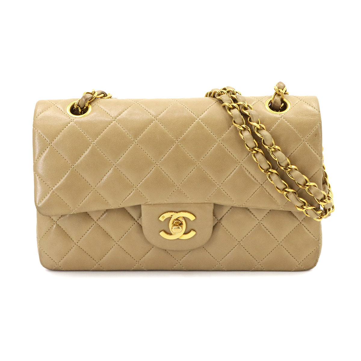 Matelasse 23 Chain Shoulder Bag Leather Beige A01113 Vintage