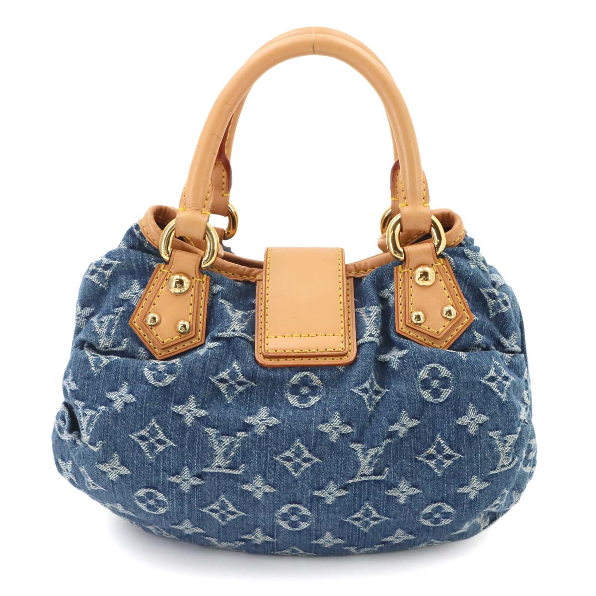 Monogram Denim Pleaty Hand Bag Canvas Blue M95020