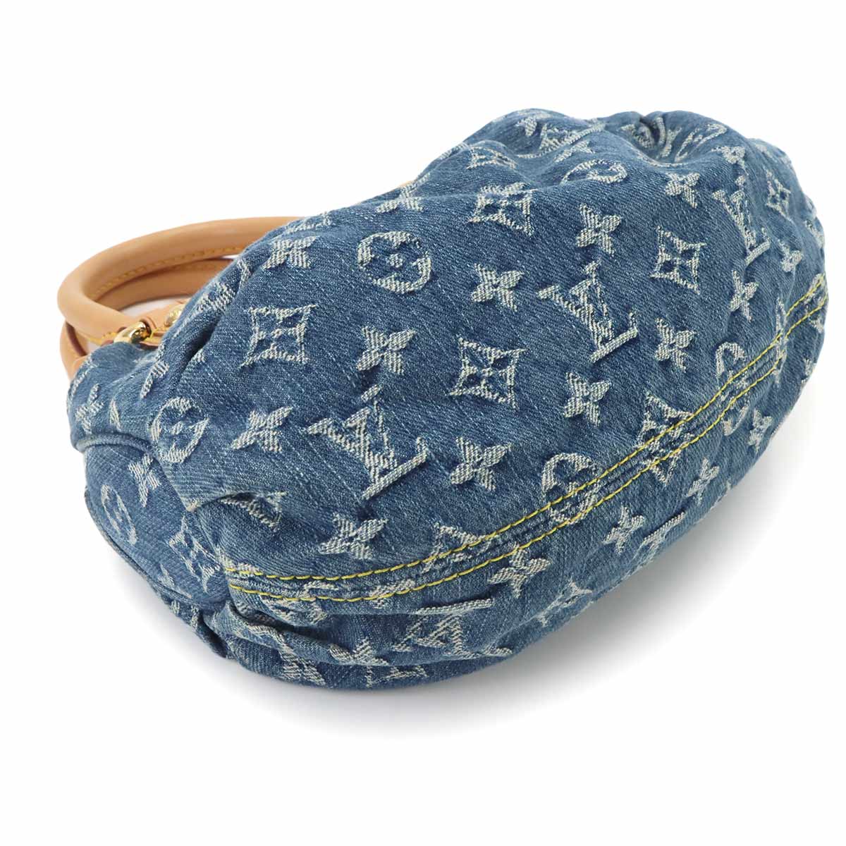 Monogram Denim Pleaty Hand Bag Canvas Blue M95020