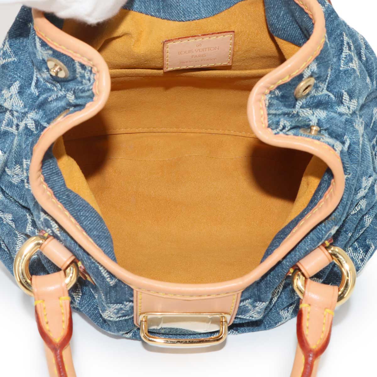 Monogram Denim Pleaty Hand Bag Canvas Blue M95020