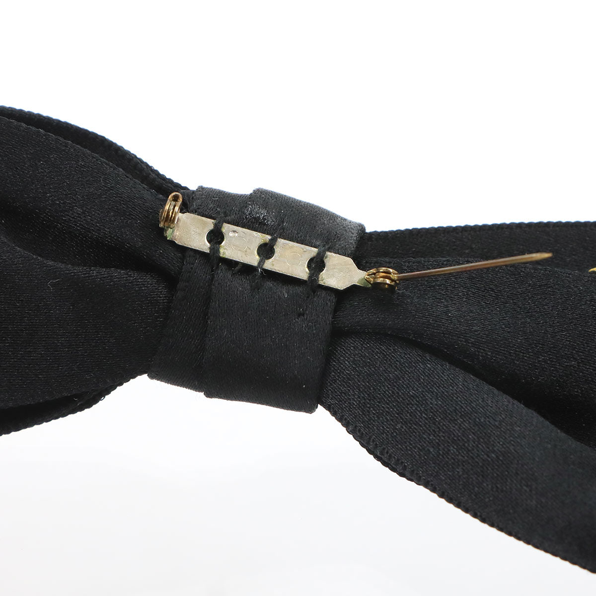 Ribbon Brooch Satin Black Accessory Vintage