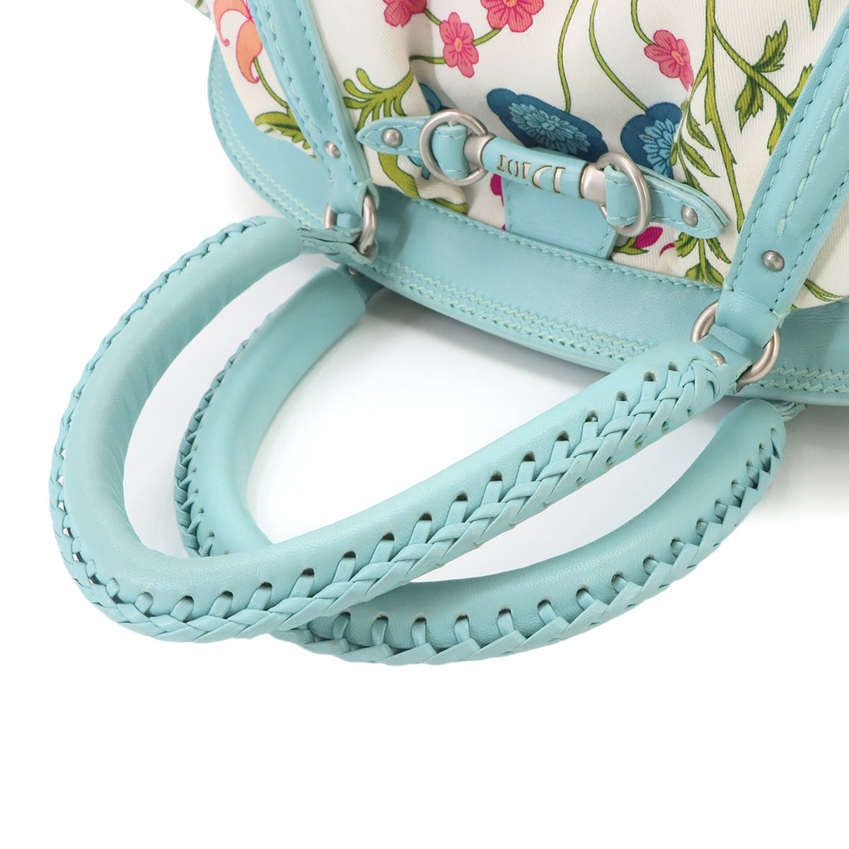 Floral Hand Bag Canvas Leather Multicolor Purse