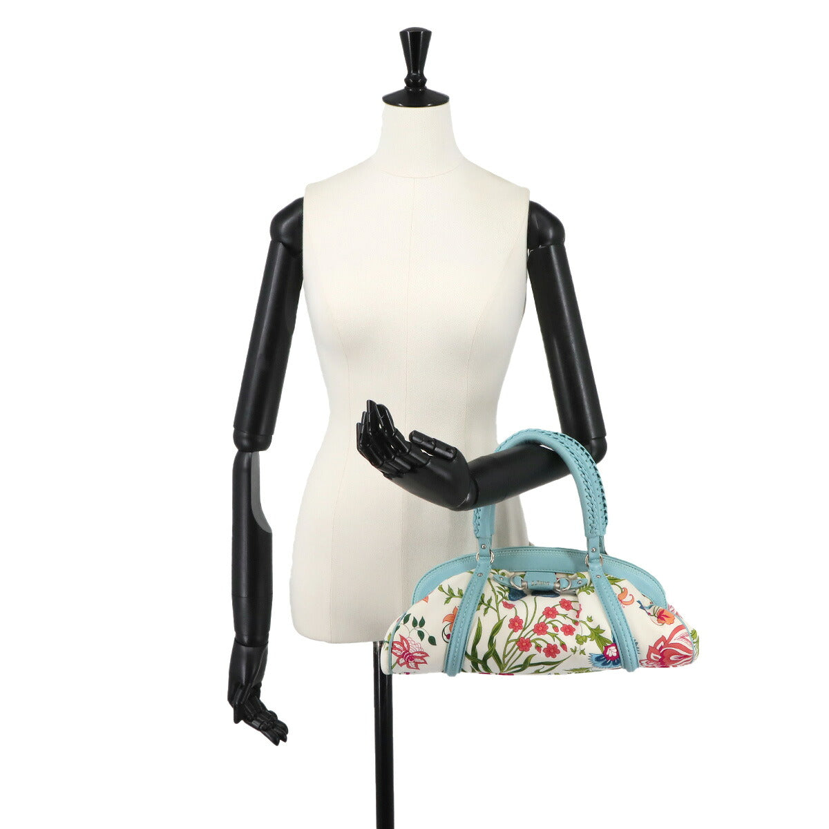 Floral Hand Bag Canvas Leather Multicolor Purse