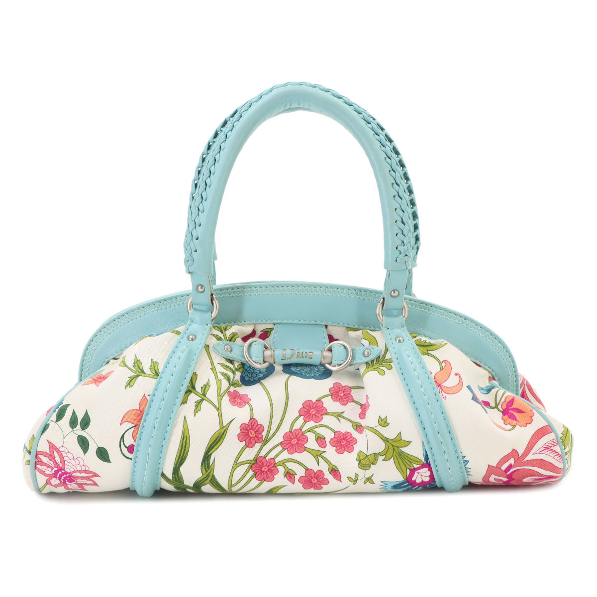 Floral Hand Bag Canvas Leather Multicolor Purse