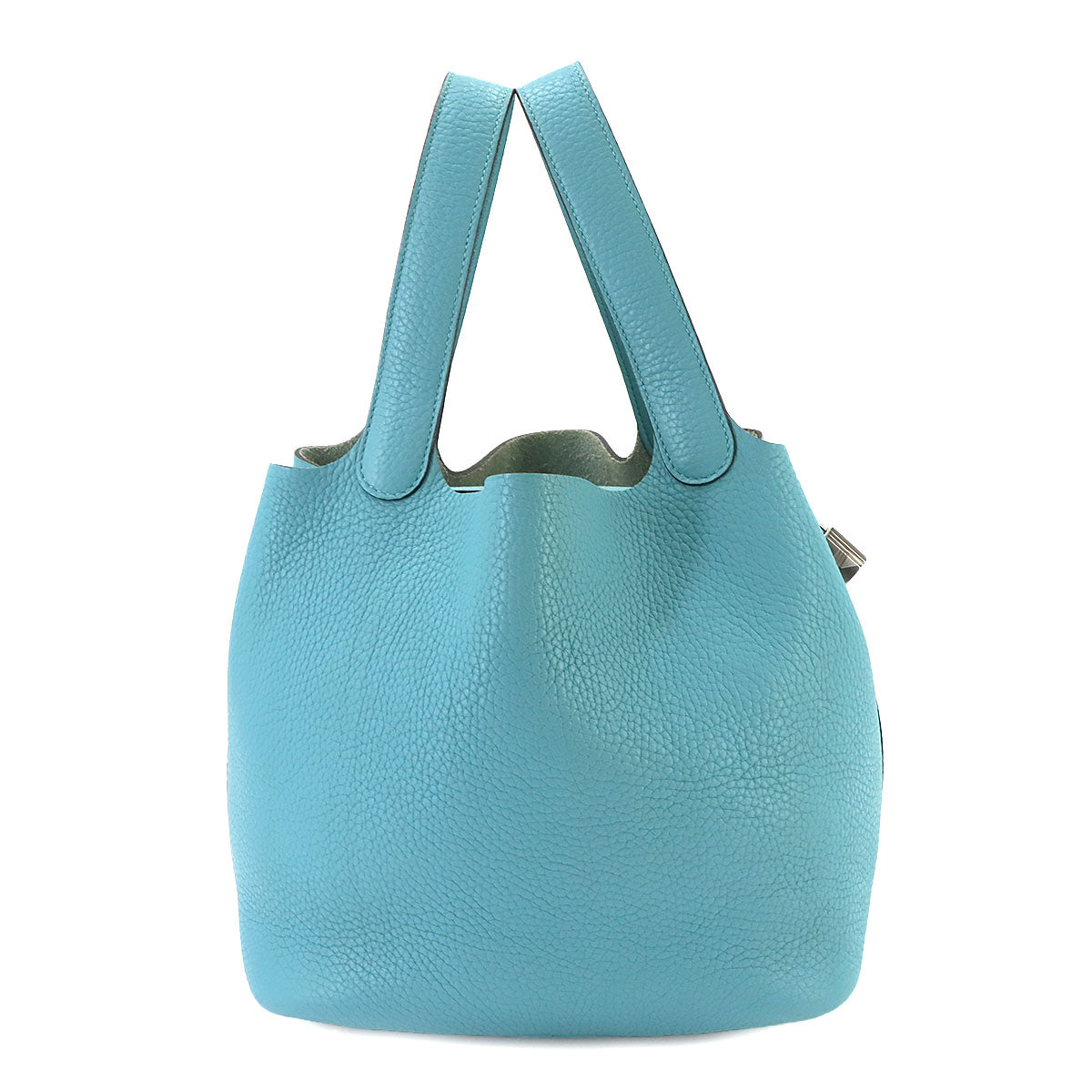 Picotin Lock MM Hand Bag Taurillon Clemence Blue Atoll