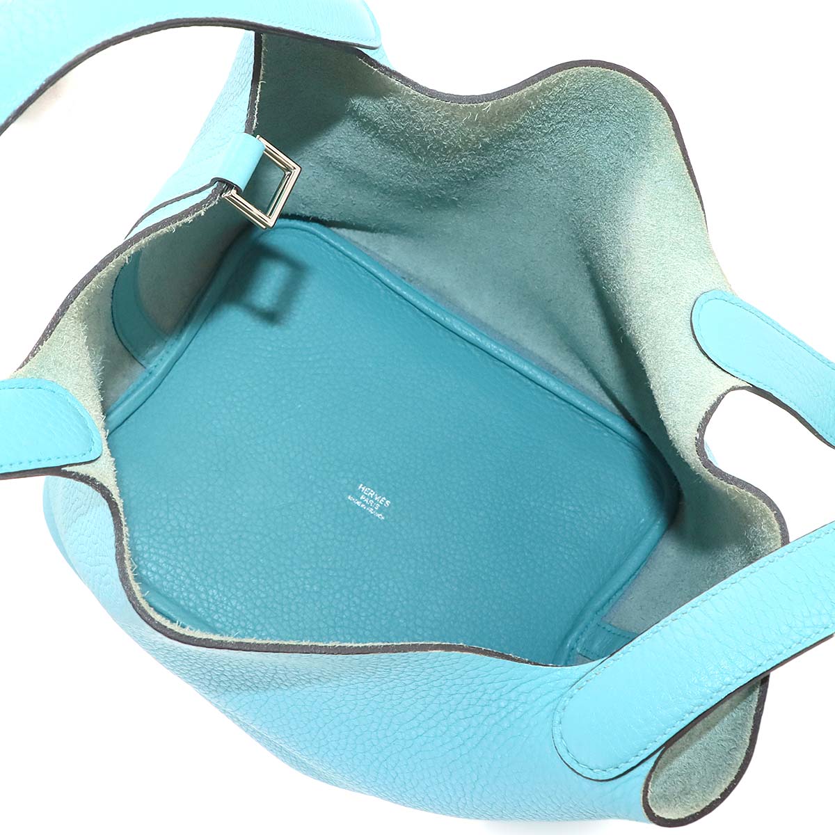 Picotin Lock MM Hand Bag Taurillon Clemence Blue Atoll