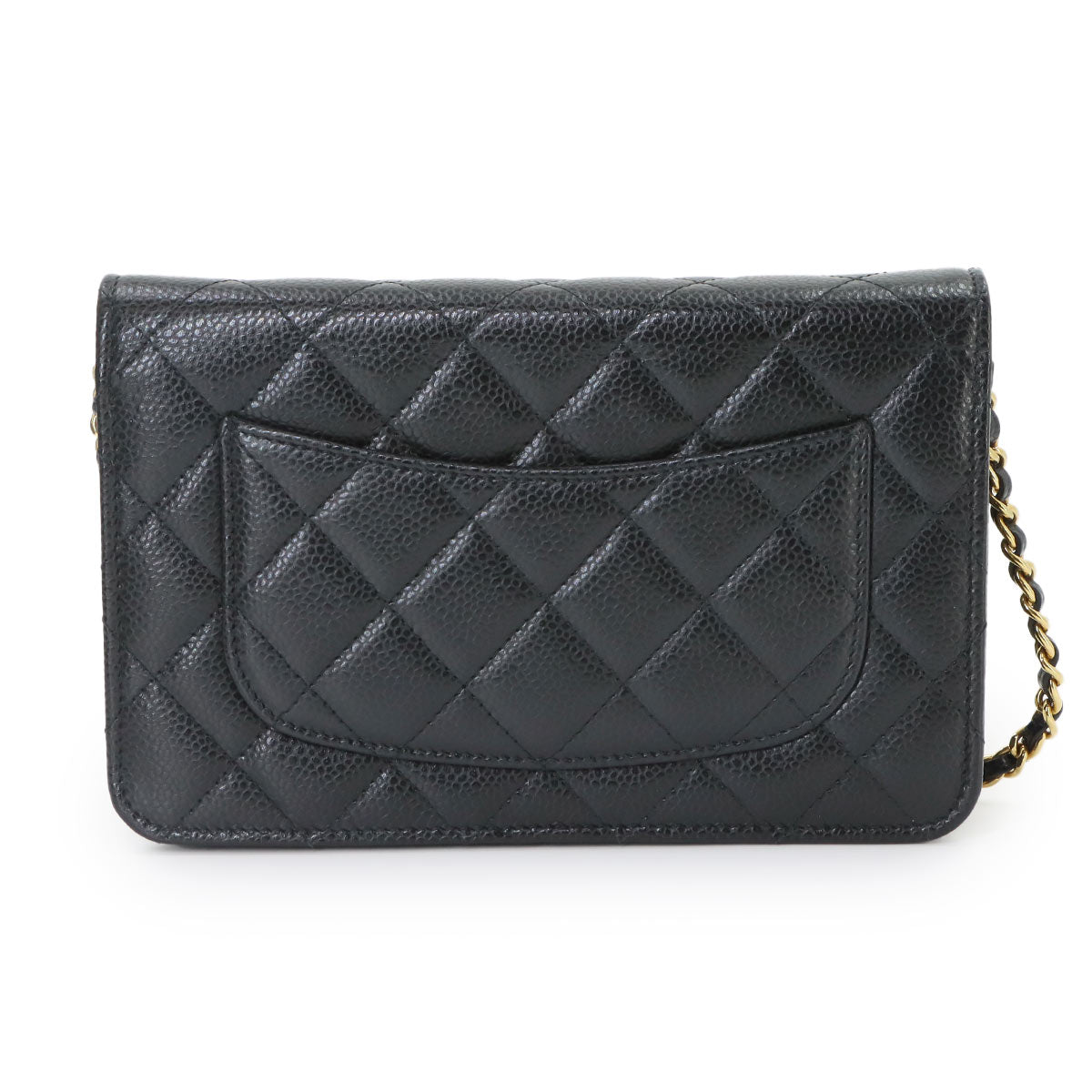 Matelasse Classic Chain Wallet Leather Black AP0250