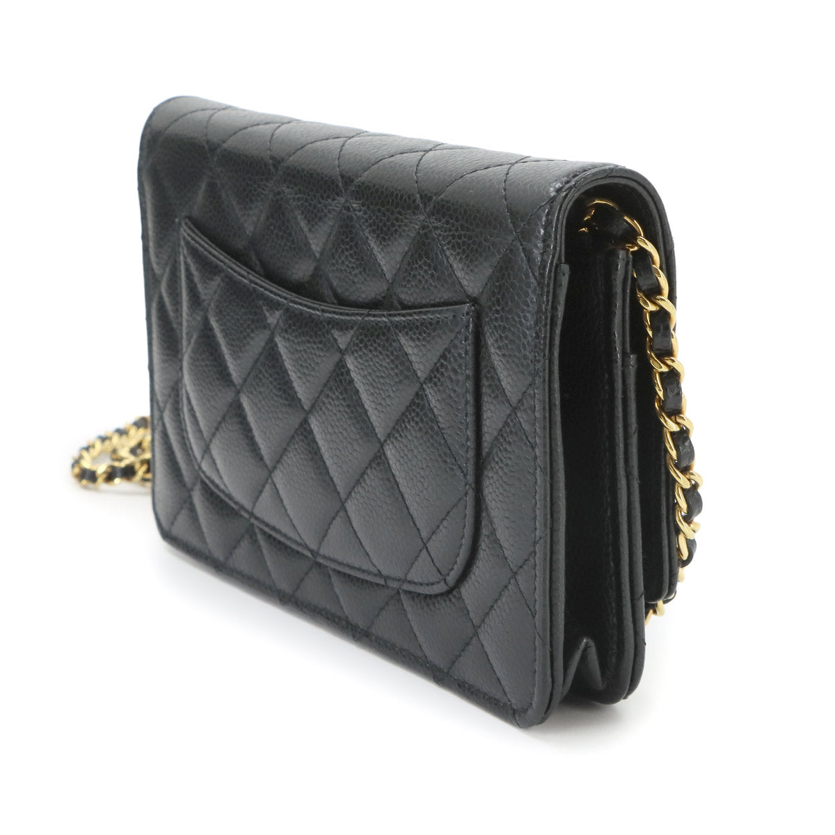Matelasse Classic Chain Wallet Leather Black AP0250