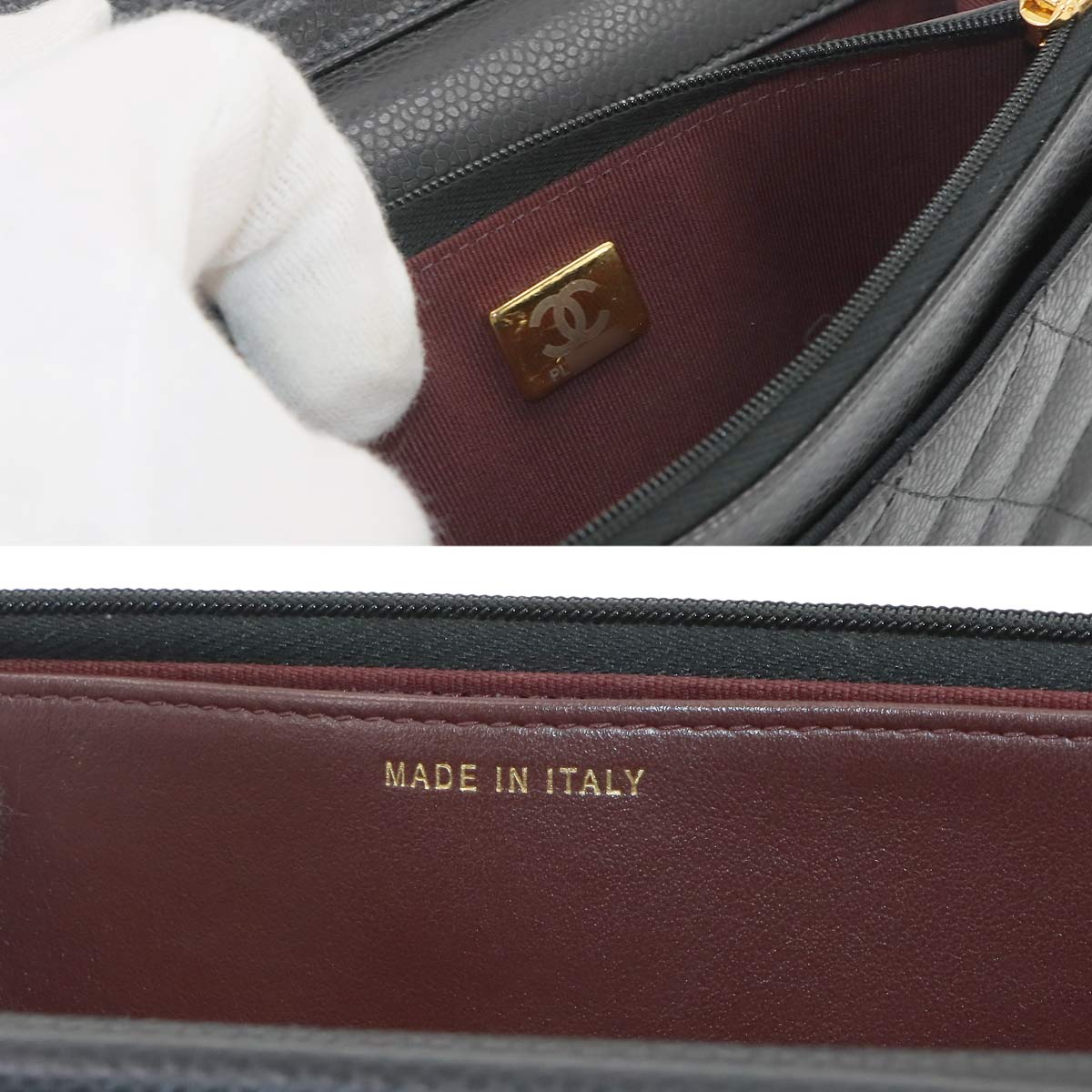 Matelasse Classic Chain Wallet Leather Black AP0250