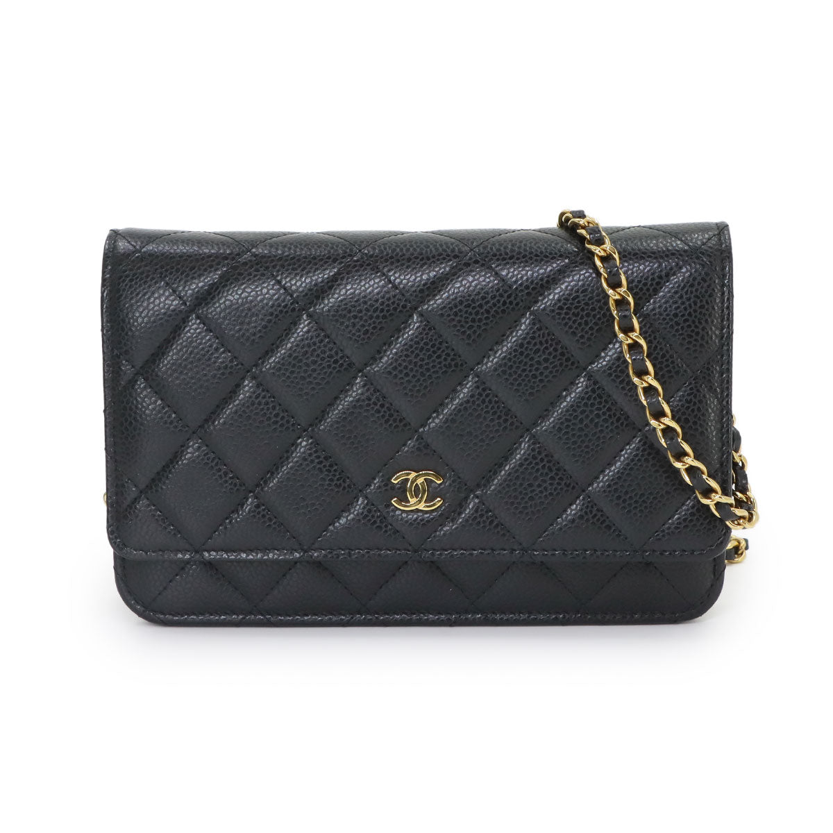 Matelasse Classic Chain Wallet Leather Black AP0250