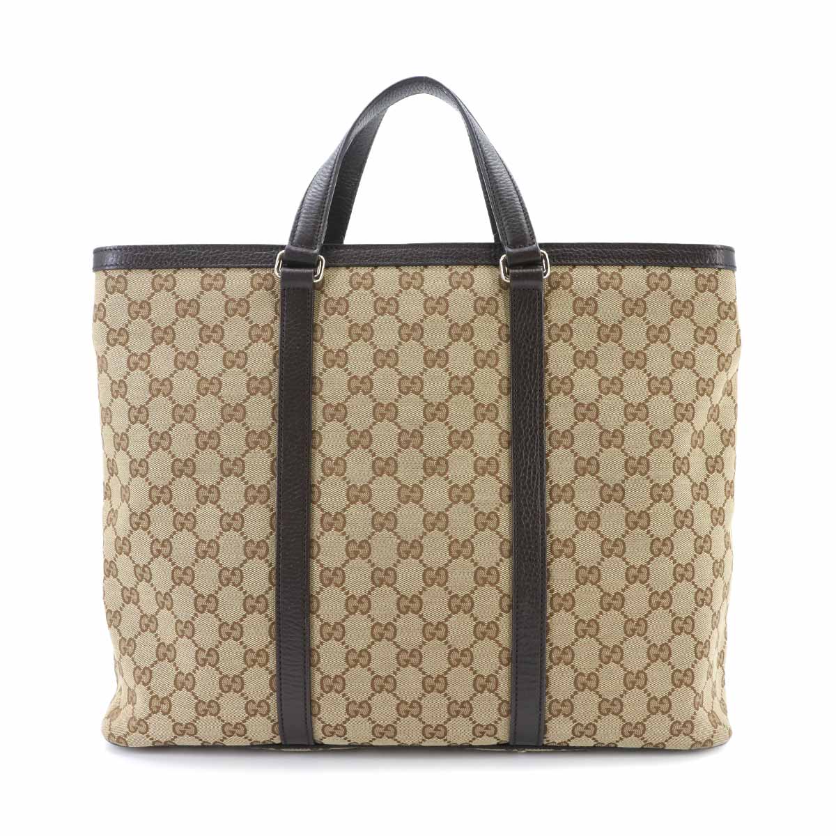 GG Canvas 2way Tote Shoulder Bag Leather Beige Brown 449169