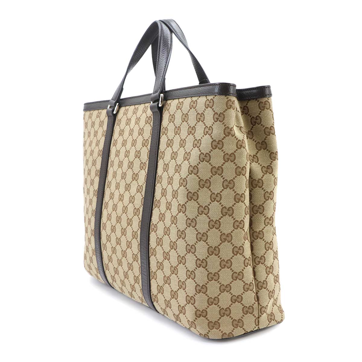 GG Canvas 2way Tote Shoulder Bag Leather Beige Brown 449169