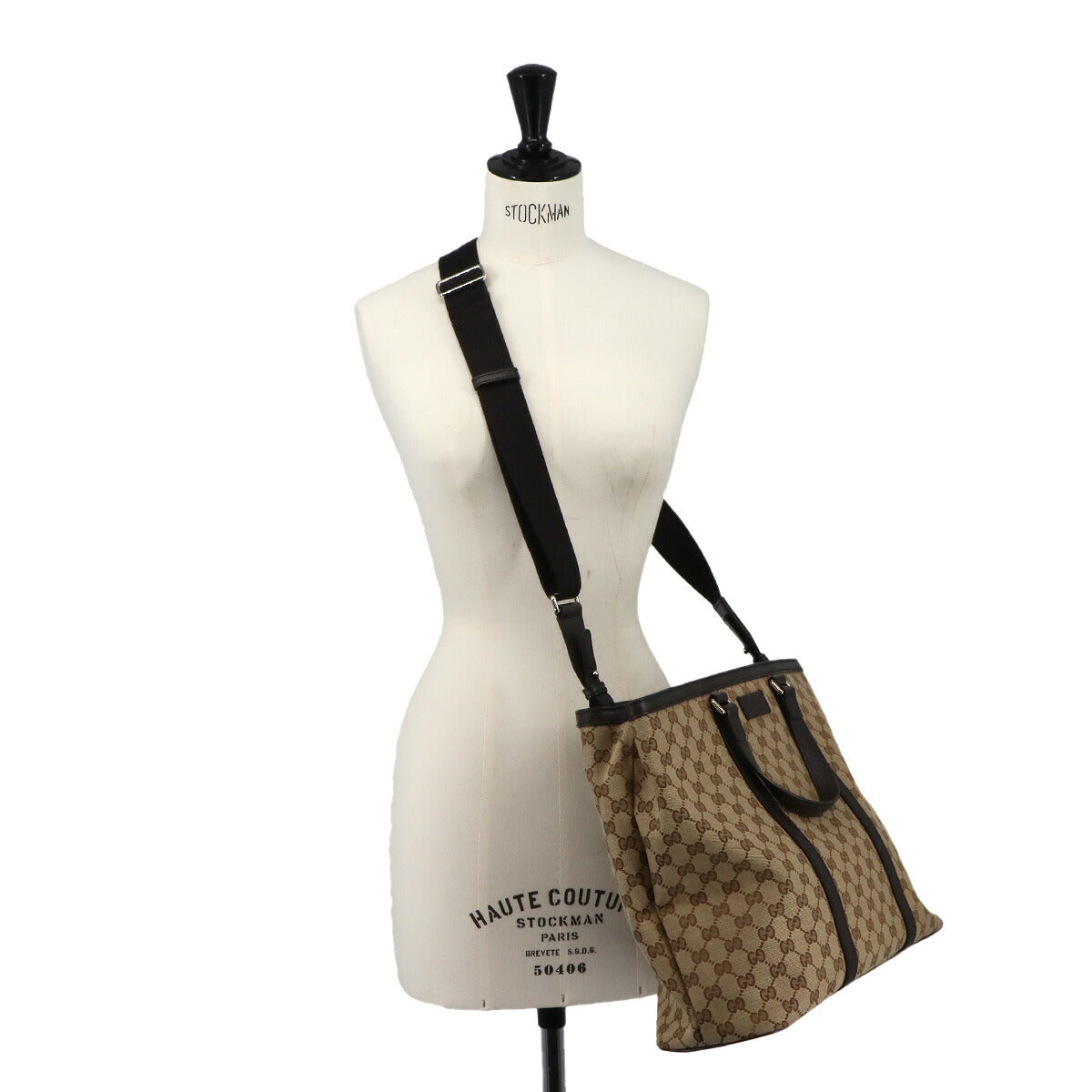 GG Canvas 2way Tote Shoulder Bag Leather Beige Brown 449169