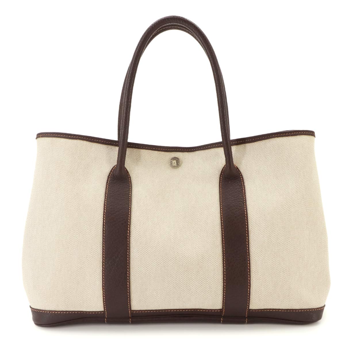 Garden Party PM Tote Bag Toile H Leather Natural Marron Purse