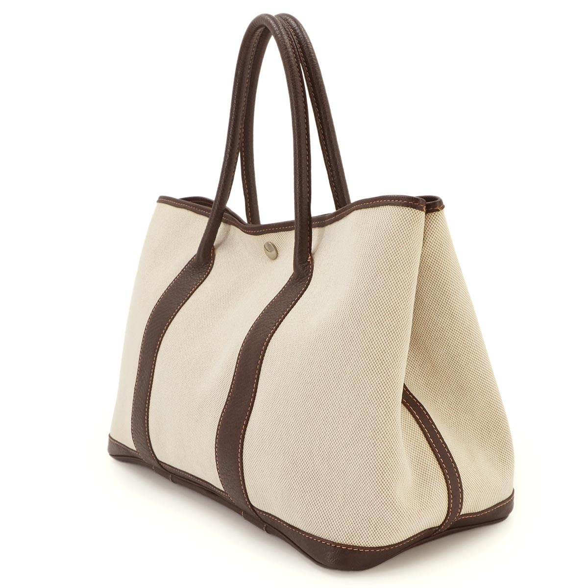 Garden Party PM Tote Bag Toile H Leather Natural Marron Purse
