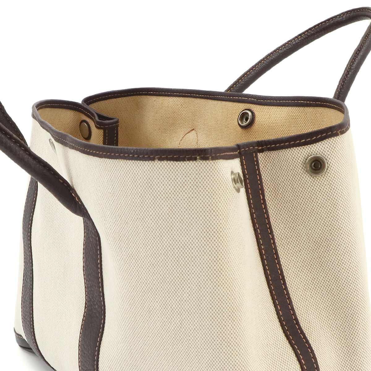 Garden Party PM Tote Bag Toile H Leather Natural Marron Purse
