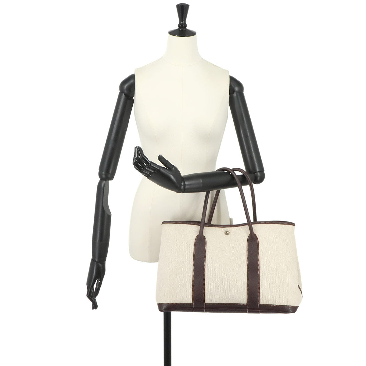 Garden Party PM Tote Bag Toile H Leather Natural Marron Purse