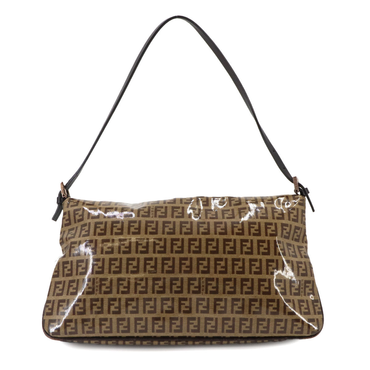 Zucchino Patent Shoulder Bag PVC Leather Beige Brown 8BR002