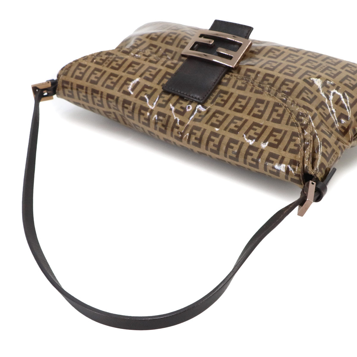 Zucchino Patent Shoulder Bag PVC Leather Beige Brown 8BR002
