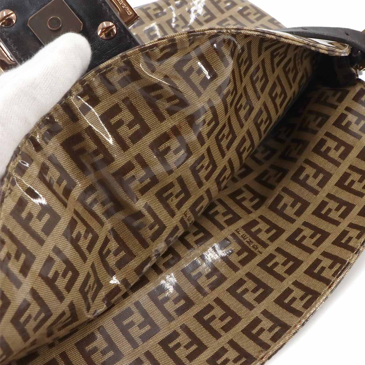Zucchino Patent Shoulder Bag PVC Leather Beige Brown 8BR002