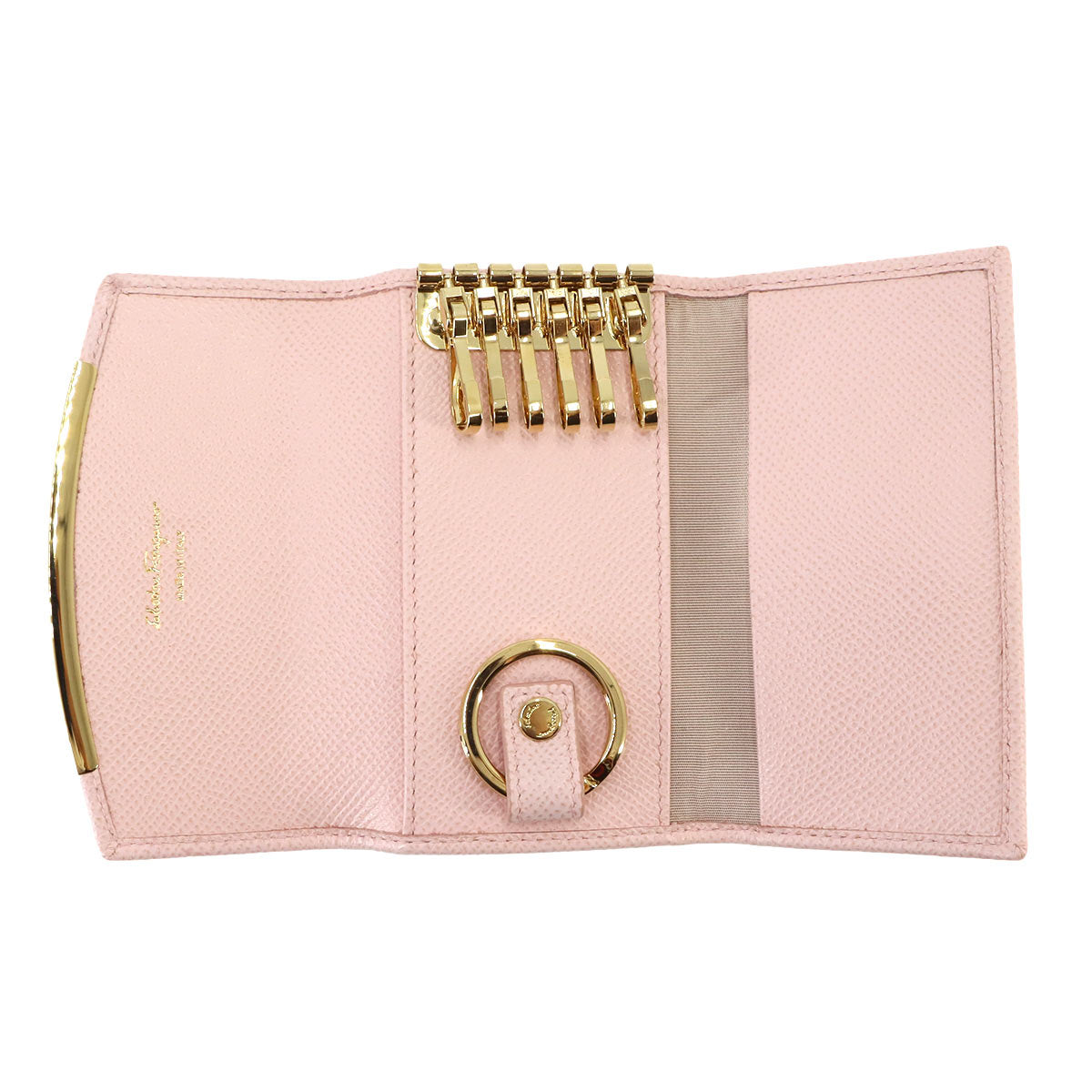 Gancini 6 Key Case Leather Pink