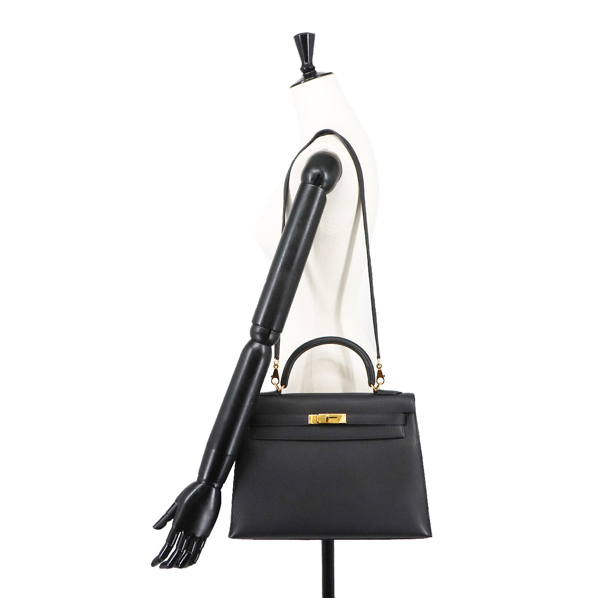 Kelly 32 Togo Black Hand Shoulder Bag Purse