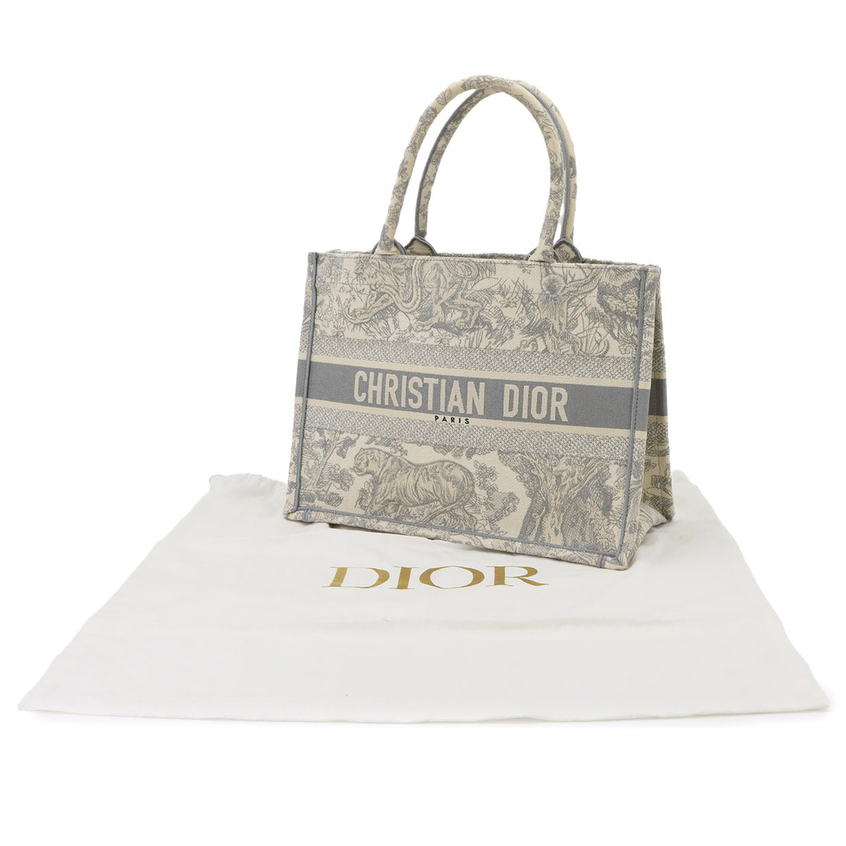 Toile de Jouy Book Tote Medium Bag Canvas Grey