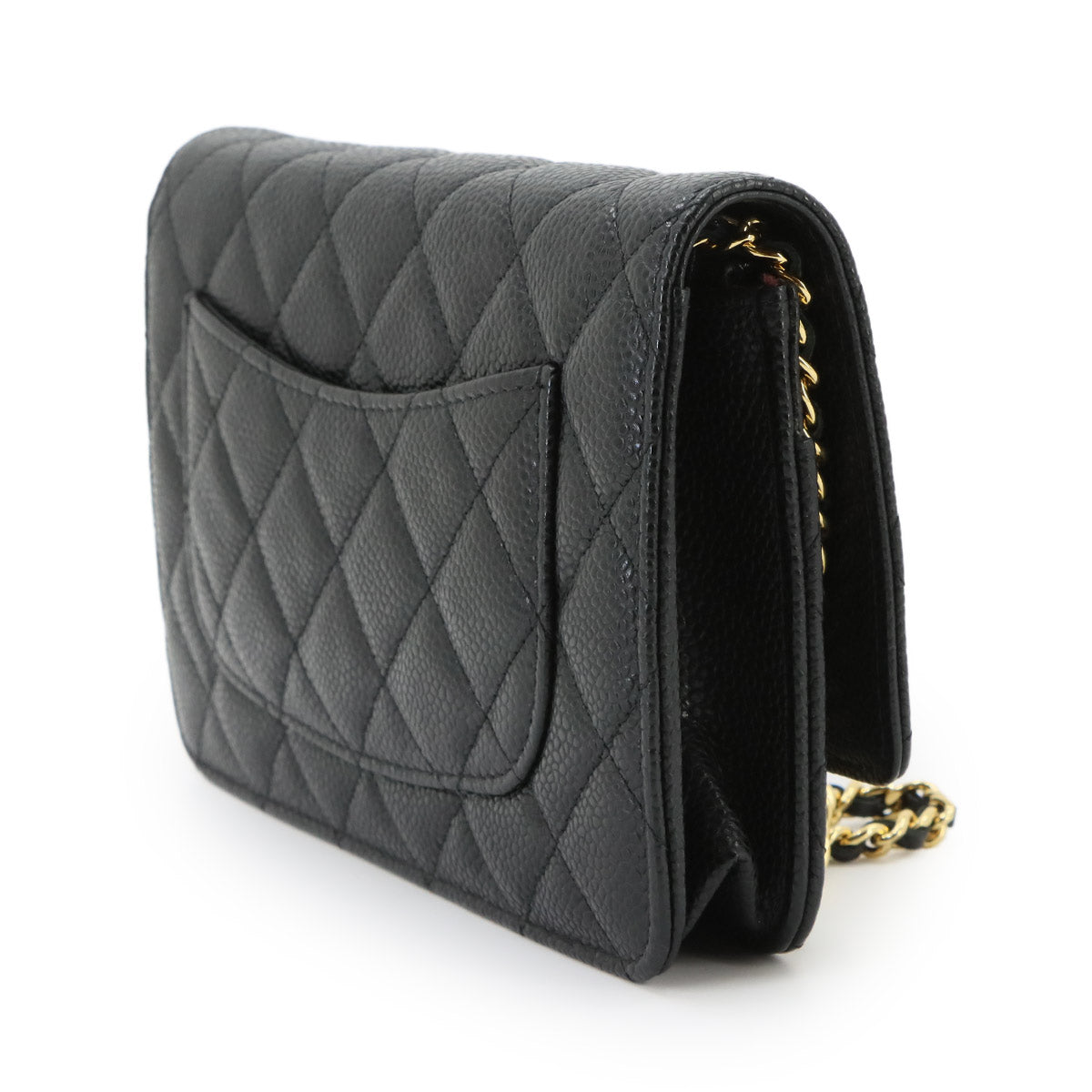 Matelasse Chain Wallet Leather Black A33814 Purse