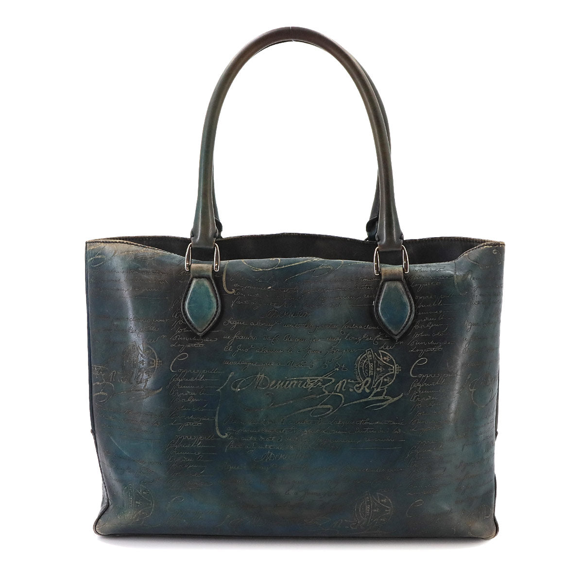 Calligraphy Toujours Tote Bag Venezia Leather Blue Purse