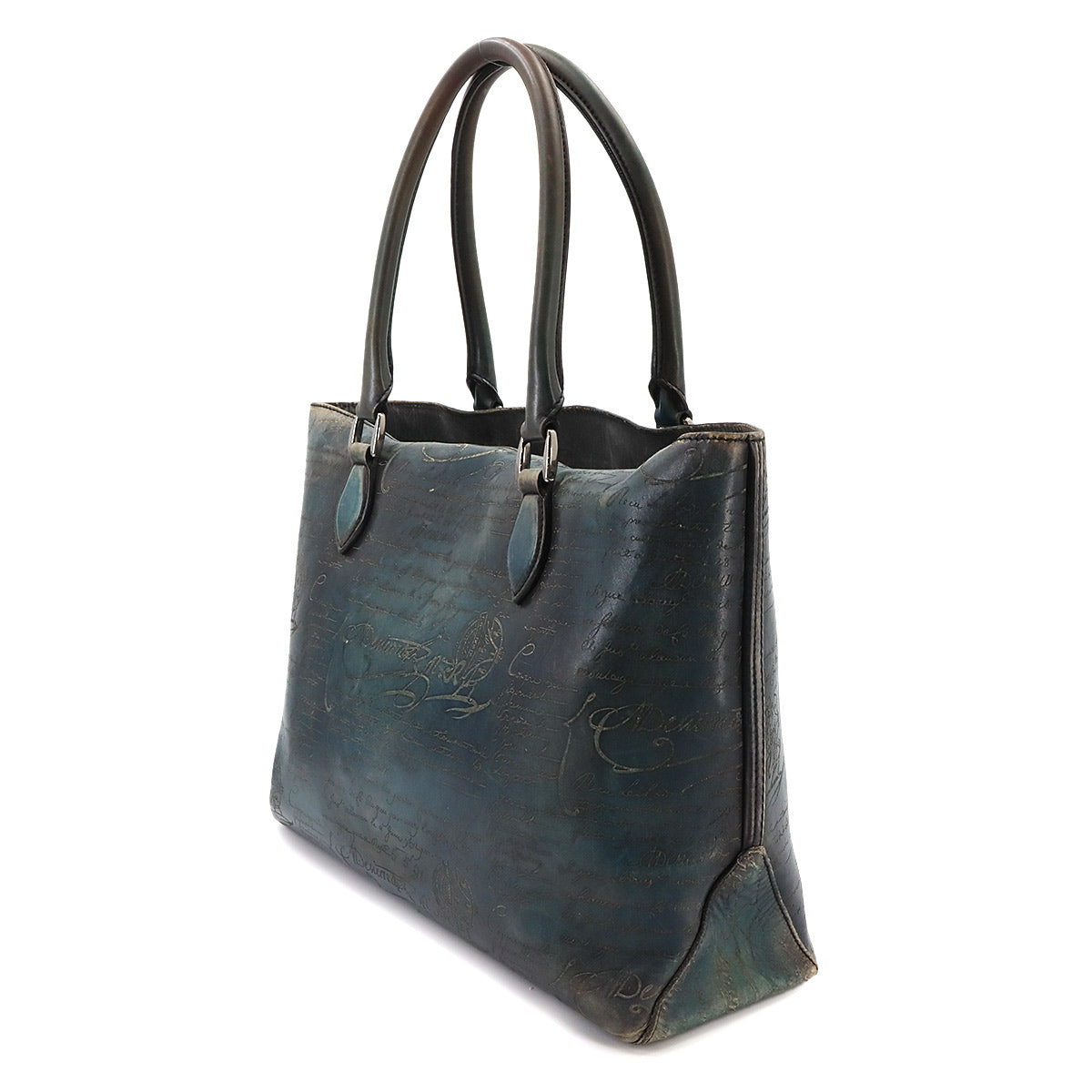 Calligraphy Toujours Tote Bag Venezia Leather Blue Purse