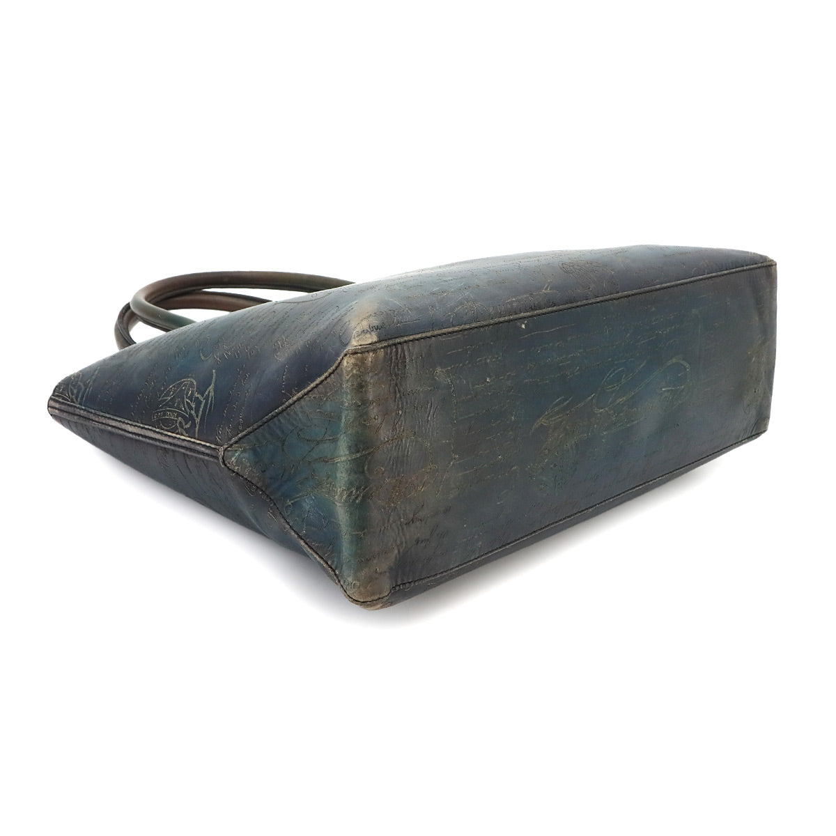 Calligraphy Toujours Tote Bag Venezia Leather Blue Purse