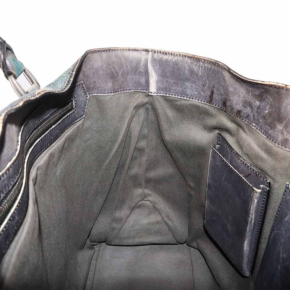 Calligraphy Toujours Tote Bag Venezia Leather Blue Purse