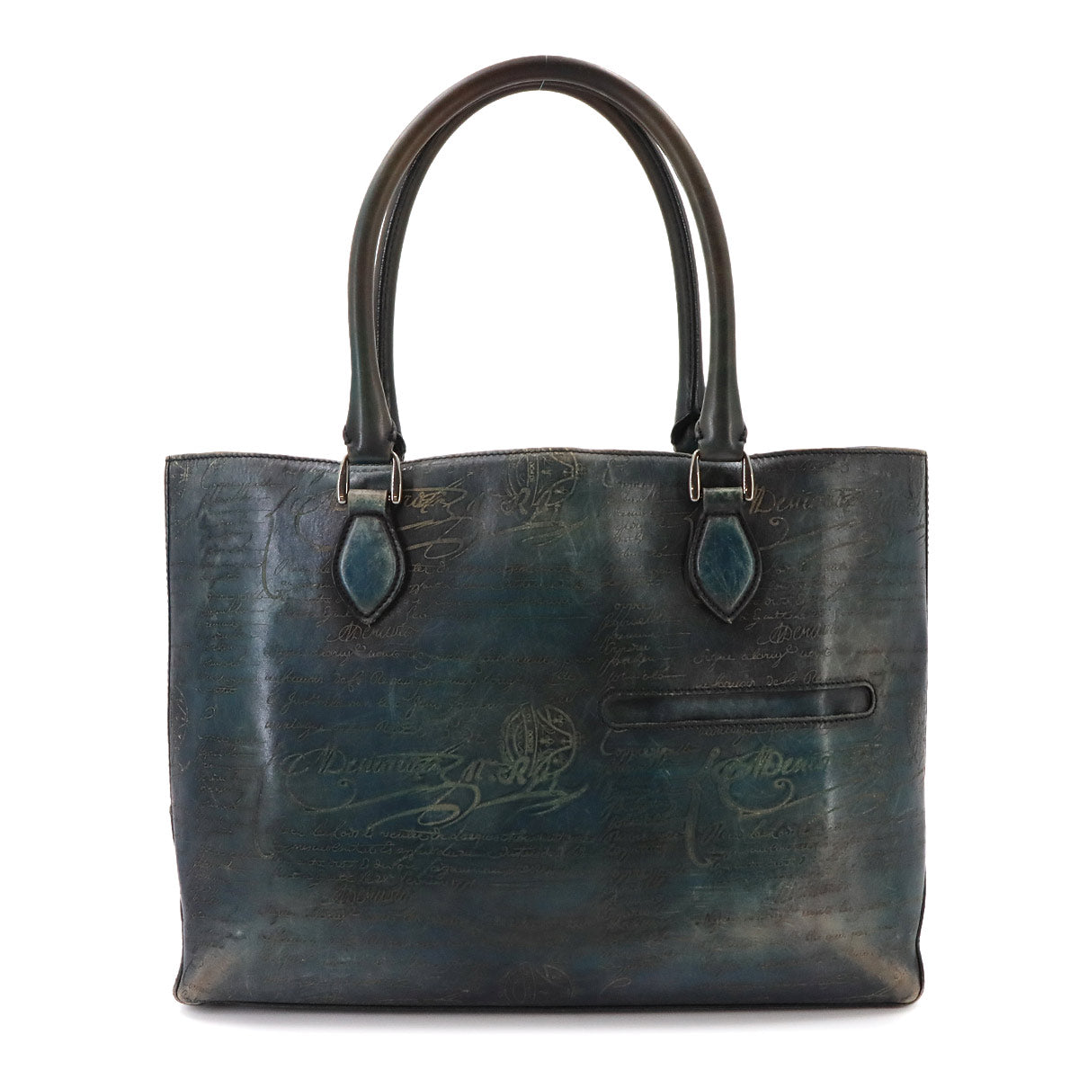 Calligraphy Toujours Tote Bag Venezia Leather Blue Purse