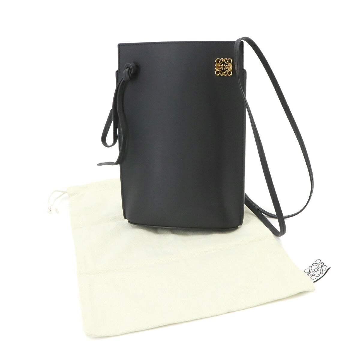 Dice Pocket Shoulder Bag Leather Black C630R12X01